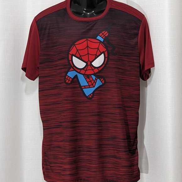 Marvel Other - Marvel Cartoon Toon Spiderman Mens Large Shirt Heather Red Short Sleeve Stretch